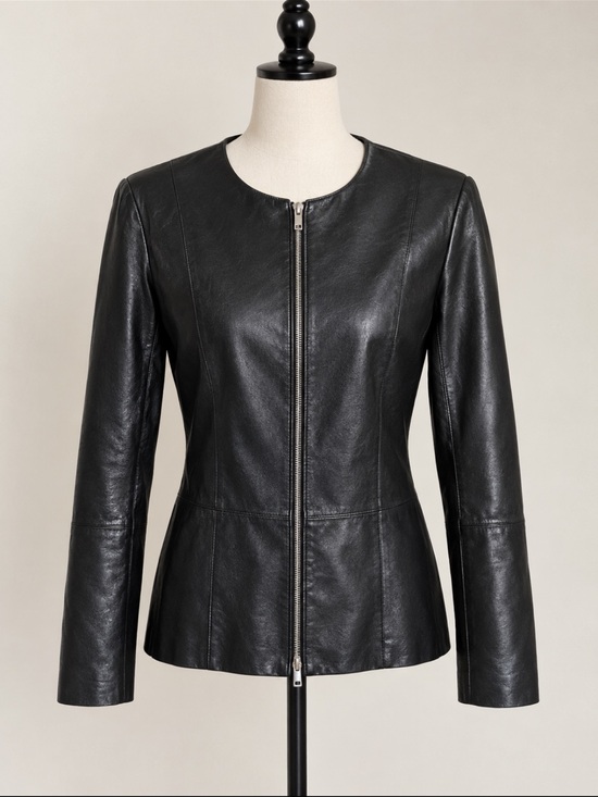 Lafayette 148 New York Jackets & Blazers - Lafayette 148 Classic Italian Black Leather Zip-Front Women's Jacket